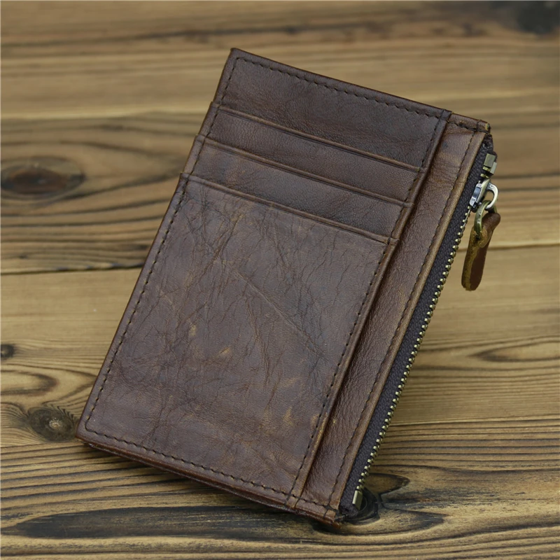 Card Holder Wallet Retro Unisex Slim Men Women Wallets Genuine Leather Soft Cowhide Mini Thin Credit Bank Card Purse Small