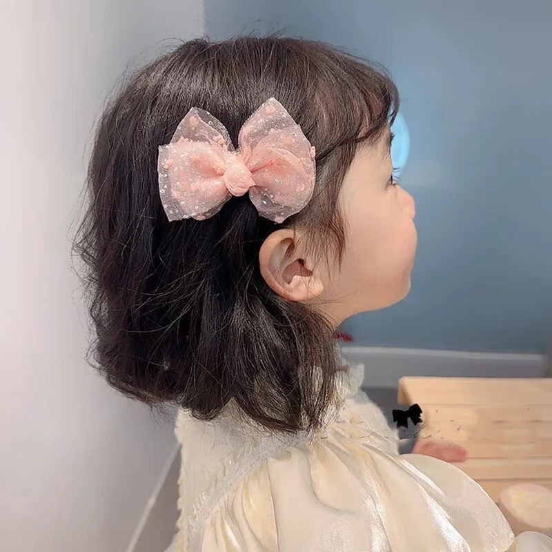 2Pcs Sweet Girls Lace Hairpin Princess Shinng Dot Hair Bow Clips Children Duckbill Clip Fashion Hairpins Hair Accessories