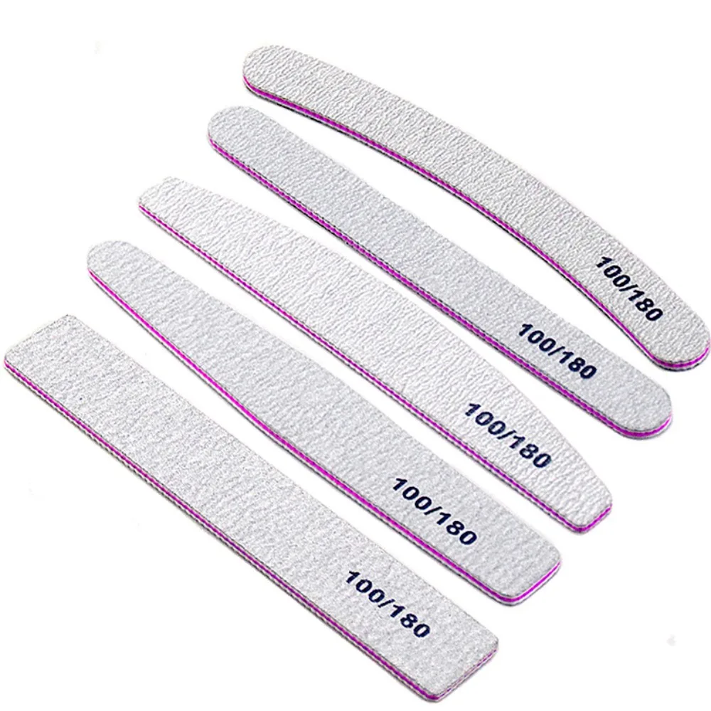 25 Teile/los Grau Schleifpapier Nagelfeile 100/180 Doppelseitige Puffer Block Polierer Pediküre Maniküre Nail art Dateien Nägel Accesorios – Detail 10
