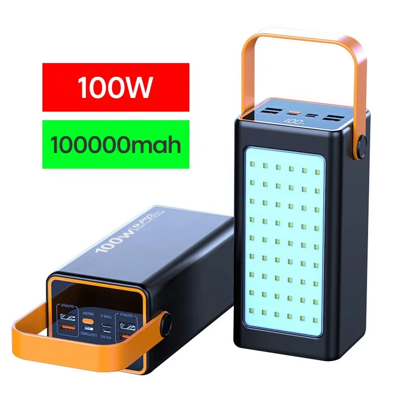 

2024 New Arrival Fast Charging 100w Mobile Power Supply with LED Light & Display Large Capacity 100000mah Power Bank