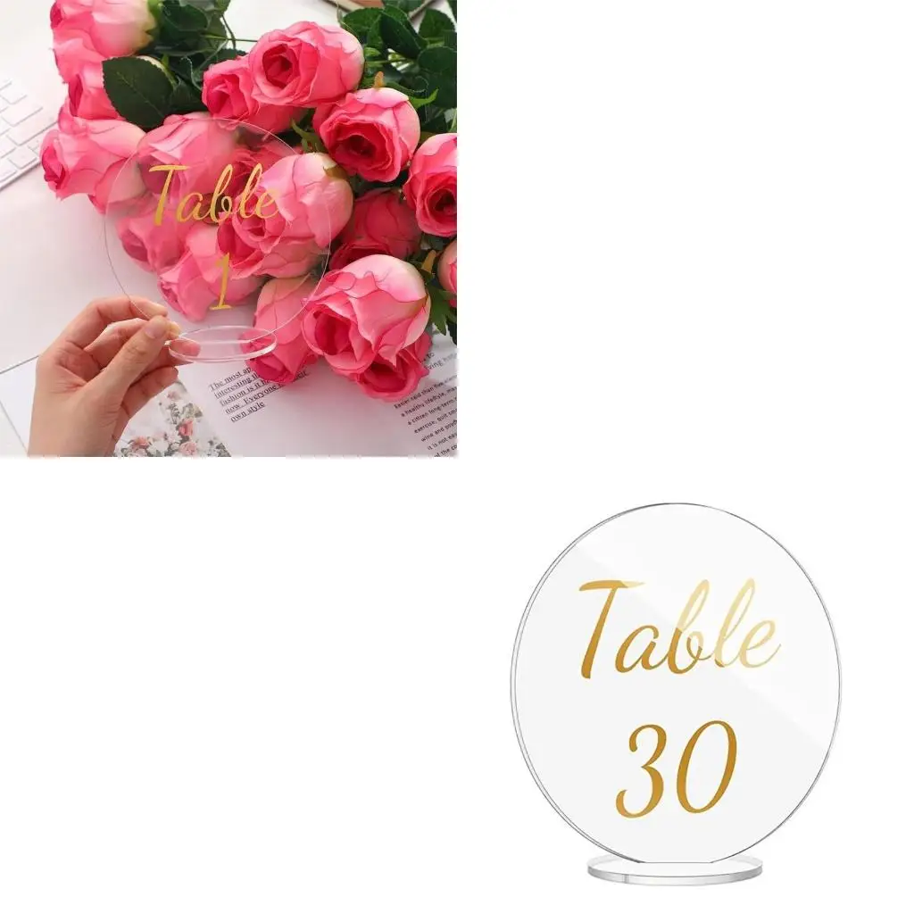 Sleek Acrylic Markers with Stands Suitable for Weddings and Functions