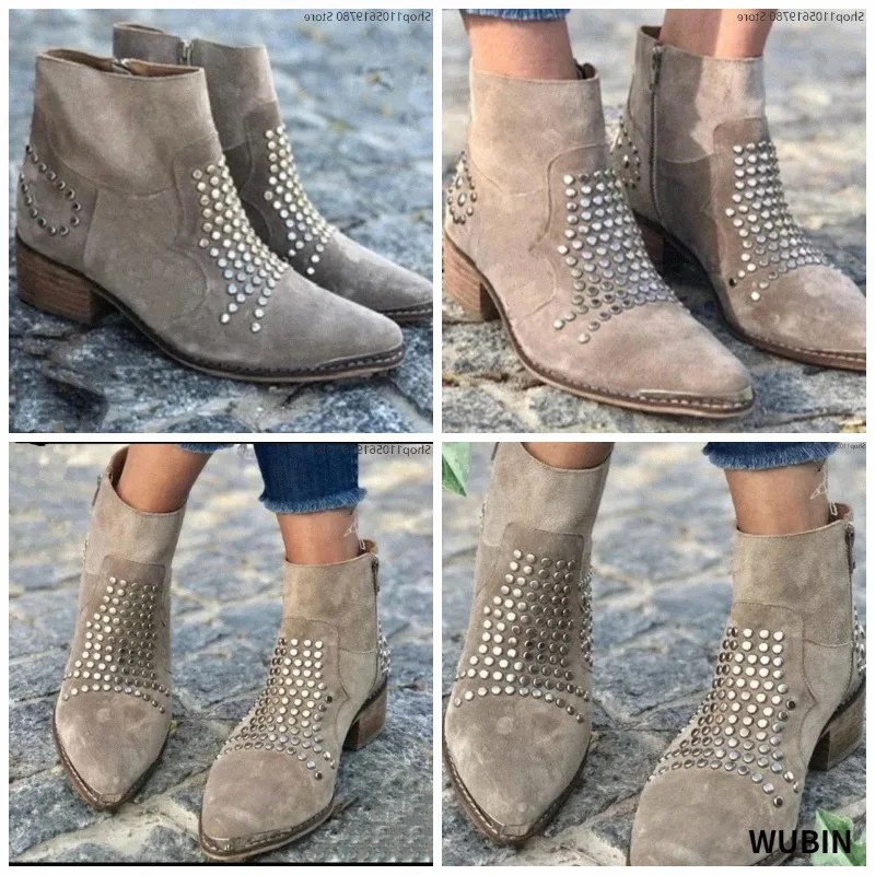 Botas Vintage con Cremallera, Lentejuelas y Remaches, Tacón Grueso, para Mujer, Estilo Medieval, Renacentista, para Fiestas de Disfraces, Cosplay, Calzado a Juego