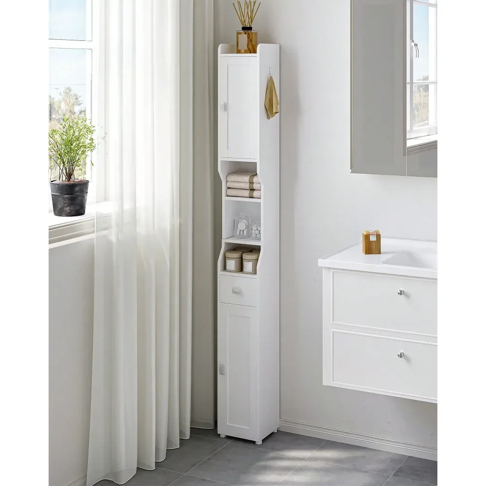 

Bathroom Storage Cabinet, Narrow Toilet Paper Storage Cabinet, Tall Toilet Paper Holder With 2 Doors And1 Drawer, Bathroom Orga