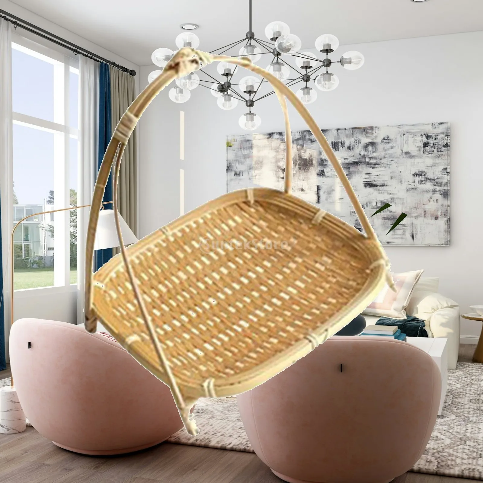 Handwoven Fruit Basket Fruit Bowl Breakfast Basket Standing Tray Food Basket for Kitchen Living Room Desk Picnics Dining Room