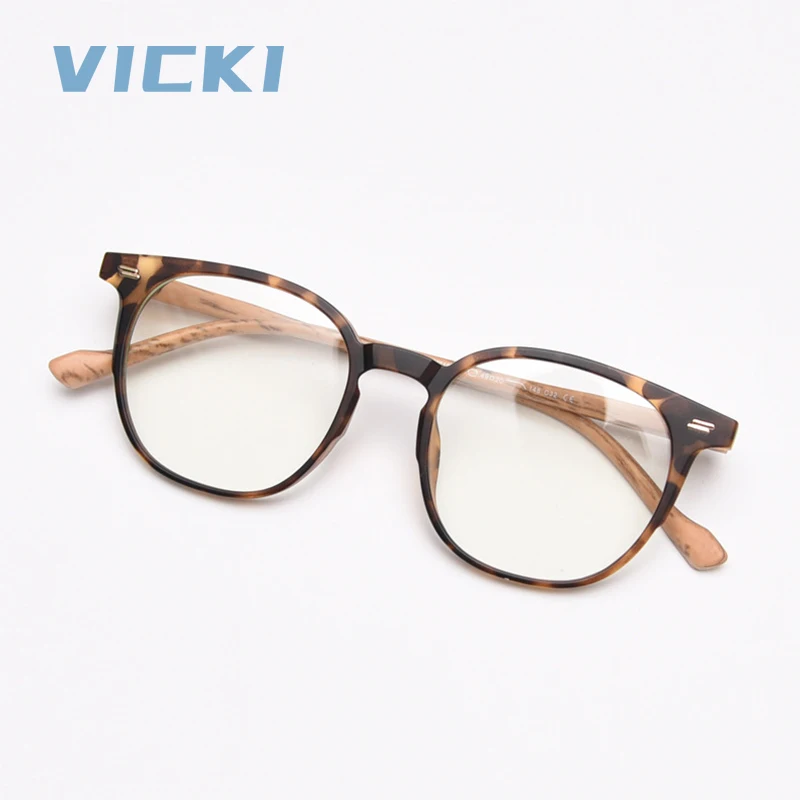 VICKI Frosted Wood Grain Myopia Glasses Frame Light Retro Thin Frame Can Be Customized Prescription Multi-focus GlassesM7160