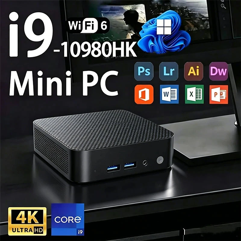 New Mini PC Computer Core i9 10980HK 816GB RAM 1TB M.2 SSD Portable Gaming Computer 60Hz 4K HD Mini Desktop PC Gamer
