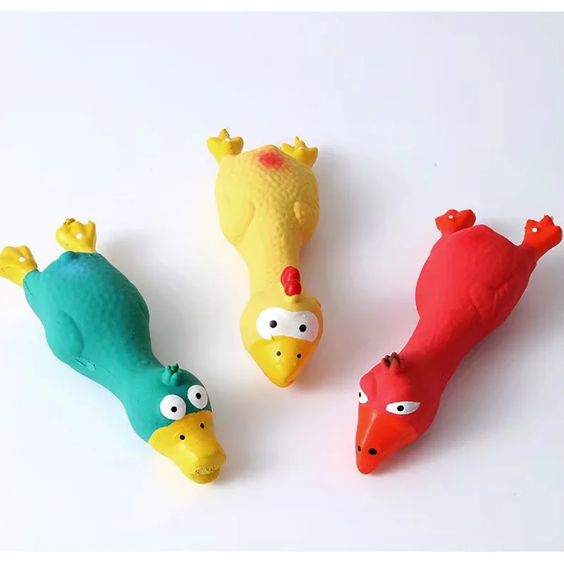 Lindo juguete chirriante para perros, látex, forma de pollo, masticar duradero para razas pequeñas y medianas, suministros interactivos para mascotas
