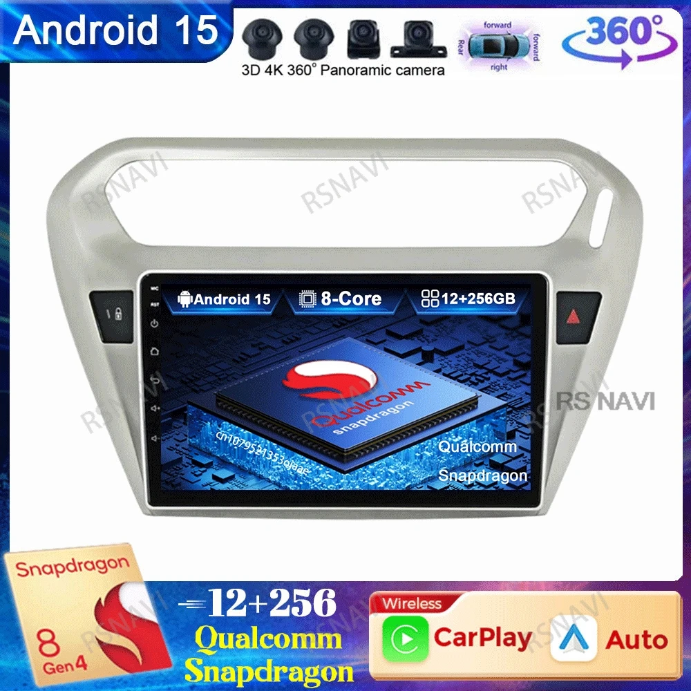 

Car Radio Android 15 For Peugeot 301 Citroen Elysee 2013 - 2018 BT 8 Core AUTO 5G WIFI Qualcomm Snapdragon AI Voice QLED Carplay