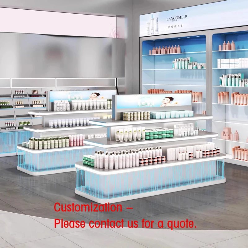 custom.Nakashima Modern LED Display Cabinet Beauty Salons MDF Plywood Cosmetic Showcase Makeup Perfume Nail Polish Skin