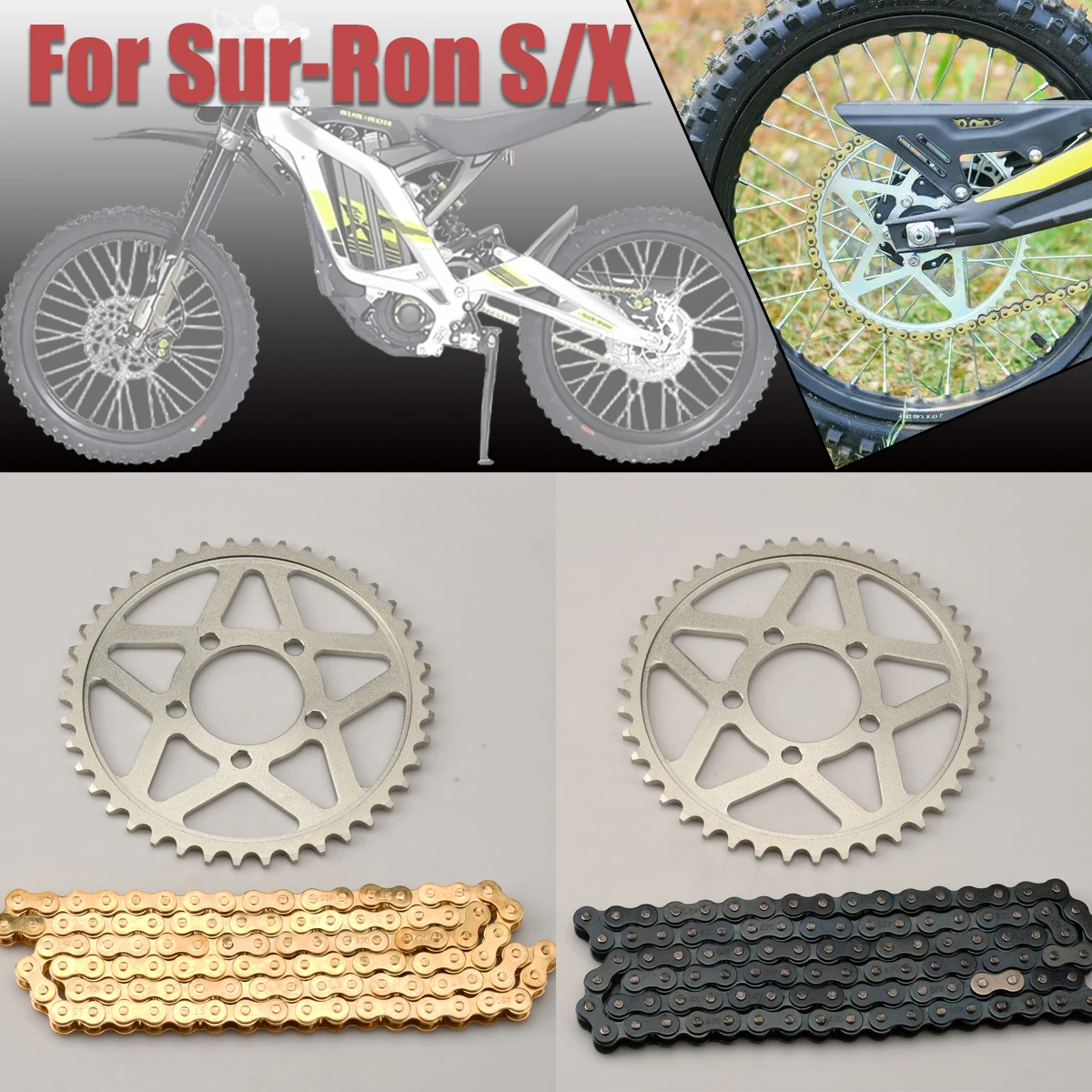 

For Sur-Ron Surron Light Bee S X Electric Motorcycle 42T 48T 58T Dental Disc 102L 106L 112L Chain Off Road Motorcycle Parts