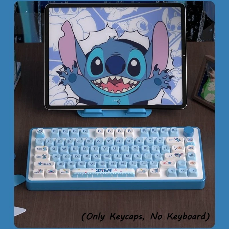 Stitch Keycap Set for Gaming Mechanical Keyboard Cartoon Anime PBT Material MOT Height Keycap Suitable for 98/104/108 Layout