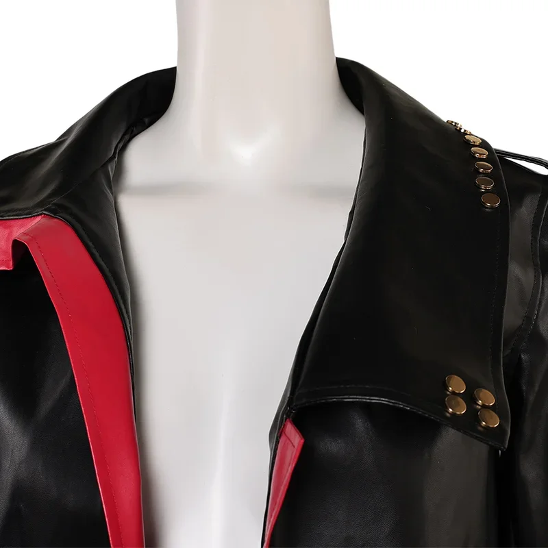 EE01 LOL Arcane Vi Cosplay Black PU Jacket Coat Wigs Disguise Costume for Women Jacket Roleplay Outfits Halloween Carnival C&0Ww