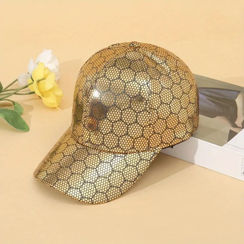 Honeycomb Pattern Baseball Cap Solid Color Hip Hop Sun Hat Adjustable Casual Dad Hats For Women Men