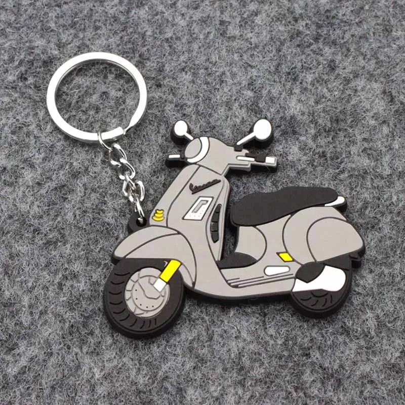 Motorcycle Model Shape Soft Rubber Keychain Keyring Key Chain Key Ring for Vespa GTS300 Sprint150 Motorcycle Accessories