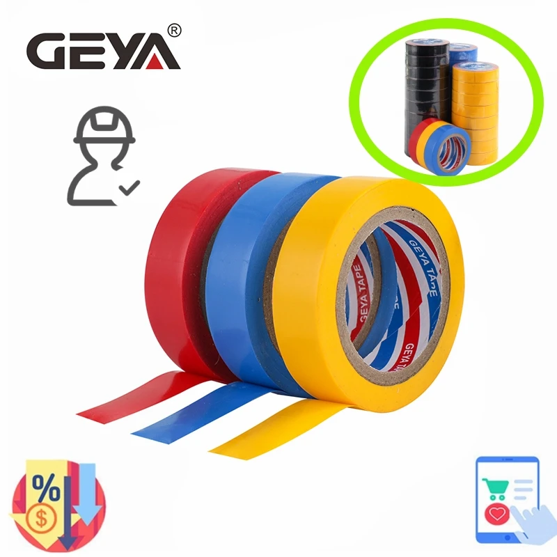 Изоляционная Лента GEYA из ПВХ, ультраклейкая Водонепроницаемая электролента из ПВХ, 1 рулон 10 метров, черная, красная, синяя, желтая Изоляционная Лента GEYA из ПВХ, ультраклейкая Водонепроницаемая электролента из ПВХ, 1 рулон 10 метров, черная, красная, синяя, желтая