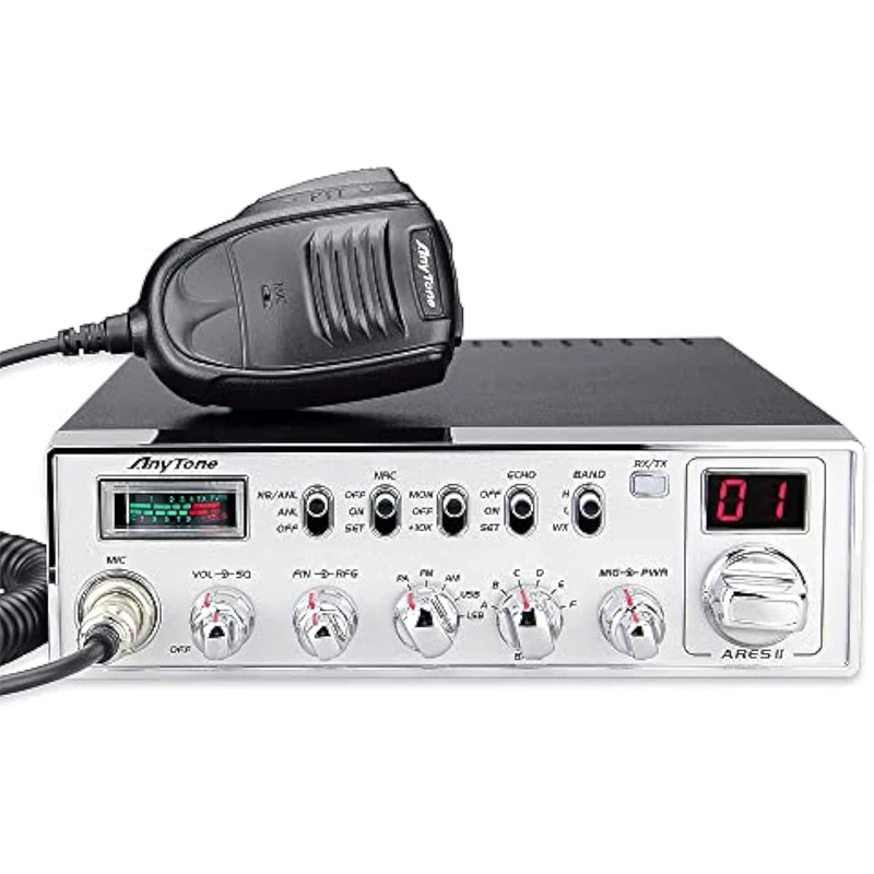 ARES II AnyTone - AM/FM/SSB 10M Mobile Transceiver with Cable Car Radio High Power SSB Radio