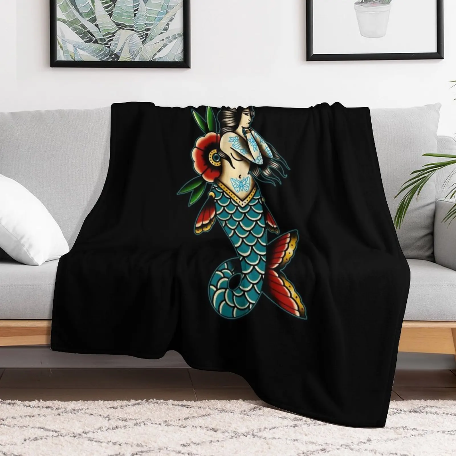 New Sailor Jerry Mermaid Throw Blanket decorative Giant Sofa Blankets