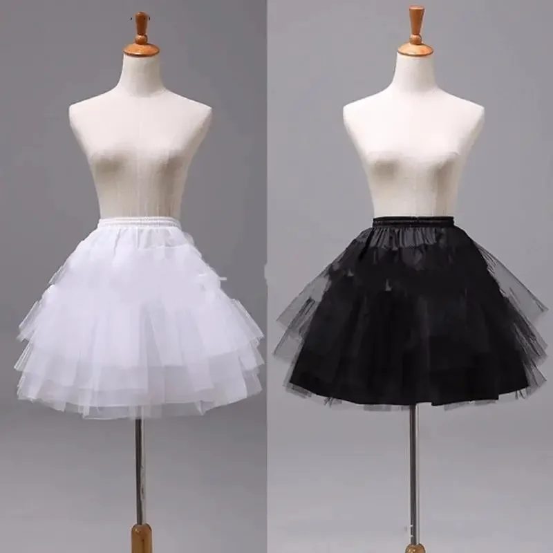 White or Black Short Petticoats 2024 Women A Line 3 Layers Underskirt For Wedding Dress