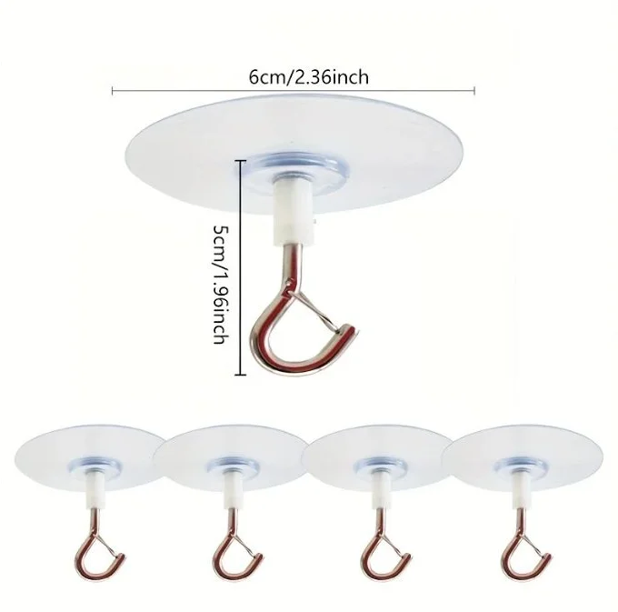 5Pcs Heavy Duty Self Adhesive Ceiling Hooks No Drill Plant Hangers with Safety Locks for Hanging Lights Chimes Fans Wall Decor for Kitchen Bathroom view 7
