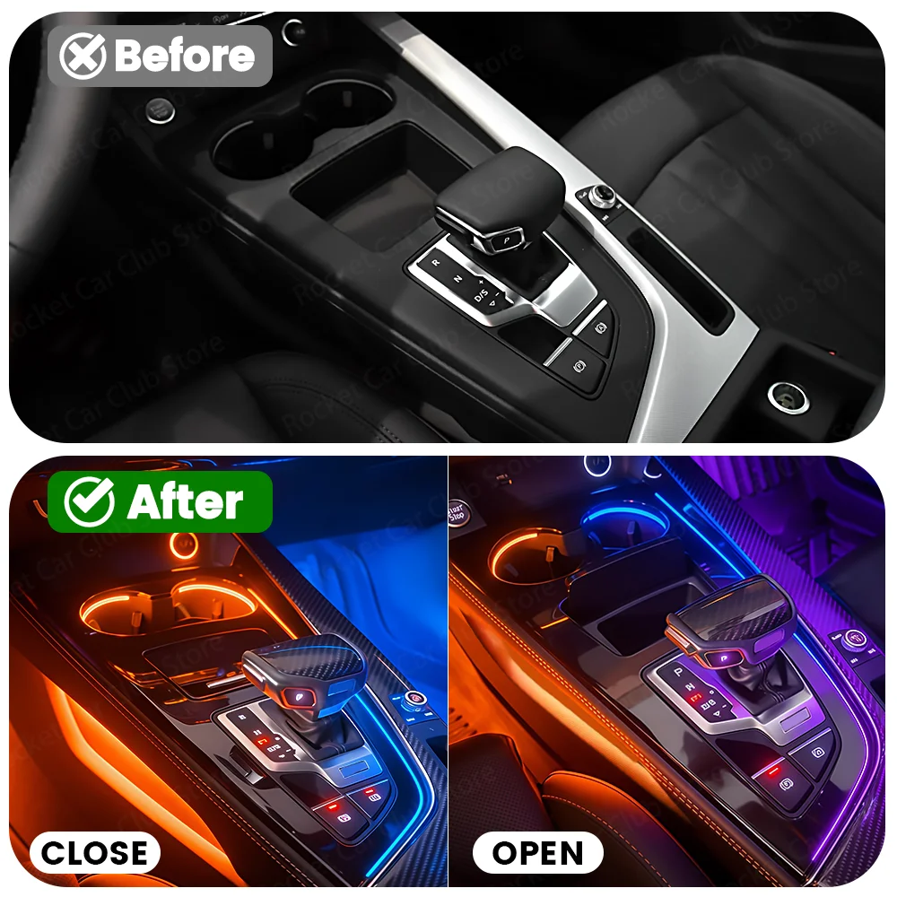 For Audi A4 A5 B9 2017-2023 Car The Central Control Panel Lights Up And Black The Storage Box LED 30-32 Color Ambient Light view 2