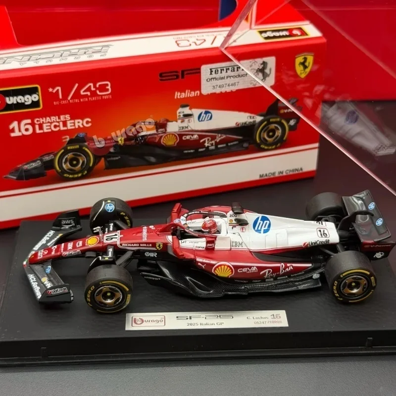 Burago 1:43 Ferrari F1 Formula Racing Car SF25 NO.16 C.Leclerc NO.44 L.Hamilton Alloy Miniature Model Custom Birthday Gift Toys view 5