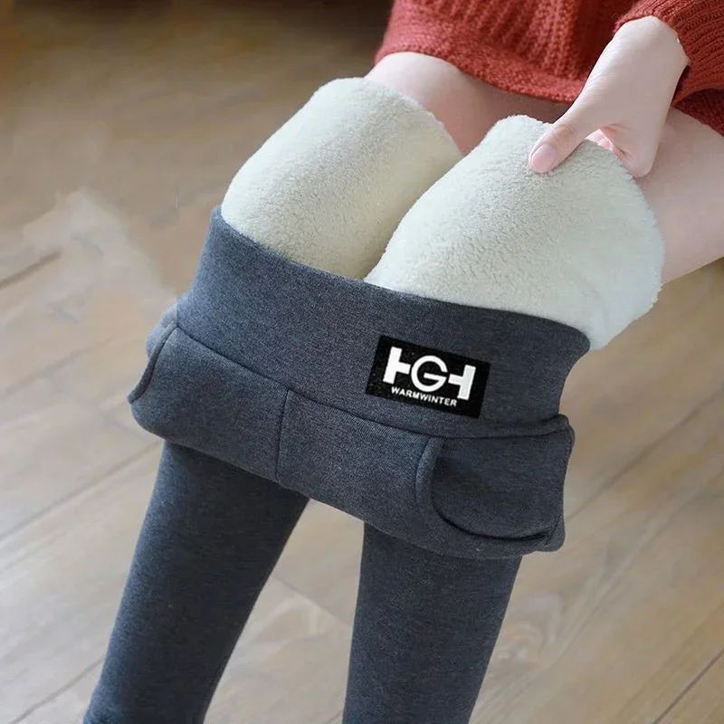 

Thick Wool Tights Cashmere Women Leggings High Waist Extra Thermal Fleece Lined Pants Winter Warm Fleece Insulated Leggings