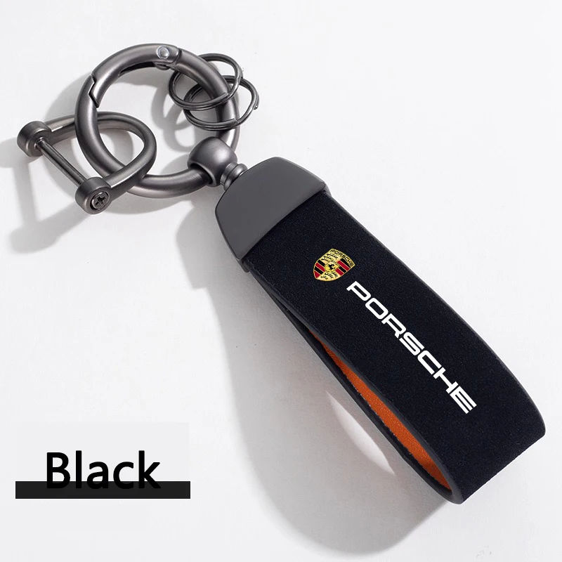 Suede Leather Car Pendant Key Ring Chain Hanging Gift For Porsche Panamera Macan 718 Taycan 911 Cayman Boxster 9ya 971 Accessory