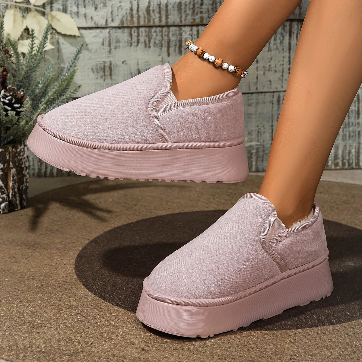 Buty damskie Outdoor Fur Anti Skid House Cotton Shoes for Women 2024 New Winter Warm Fluffy Ankle Boots Women Zapatos De Mujer