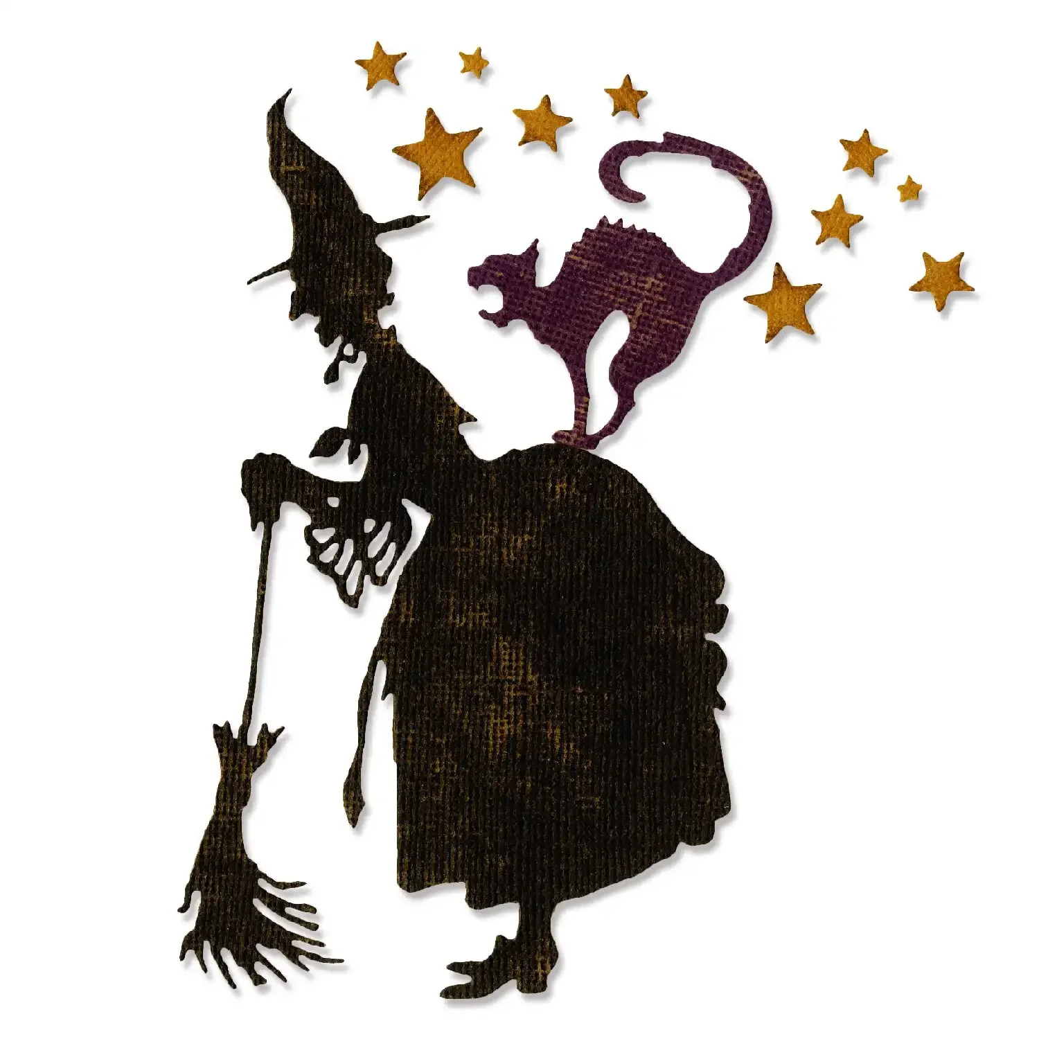 Halloween Silhouette Haunted Castle Witch Trick‑or‑Treat Kids Pumpkin Autumn Leaves Metal Cutting Dies Set for Scrapbooking