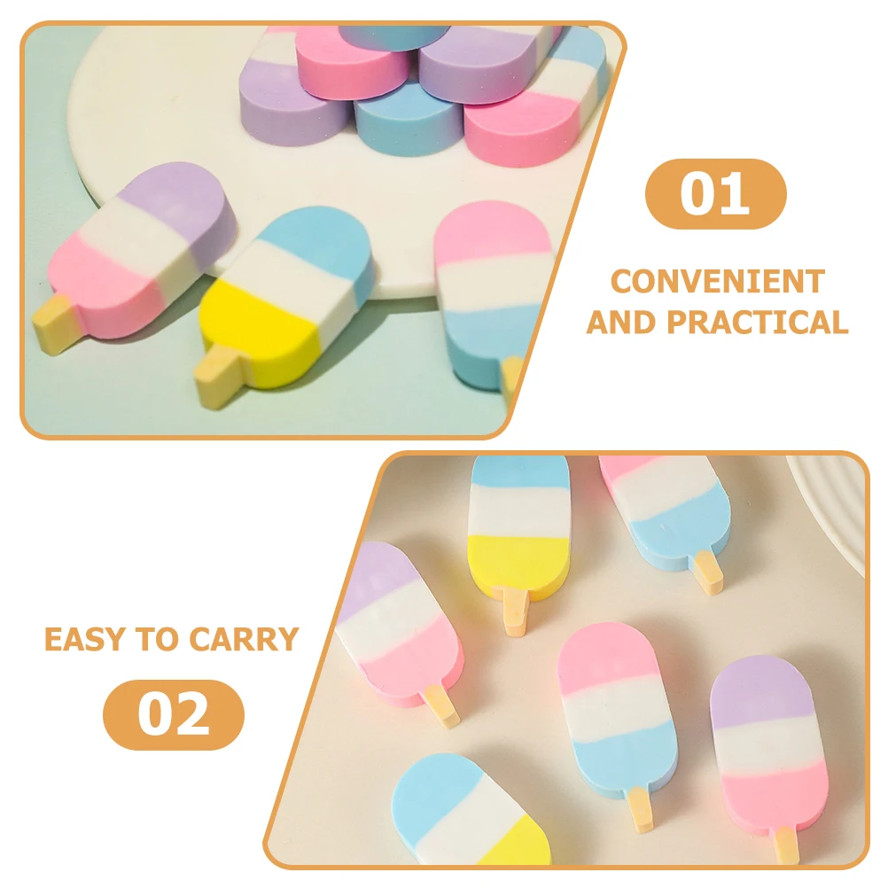 24 قطعة ممحاة كريمية صغيرة لطيفة وحساسة ممحاة قلم رصاص كرتونية محمولة رائعة للرسم مستلزمات الطلاب