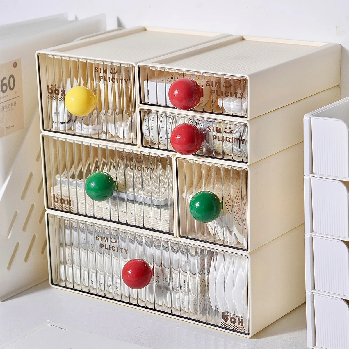 Freely Combined Storage Box Plastic Large Capacity Household Living Room Storage Box Desktop Storage Drawer
