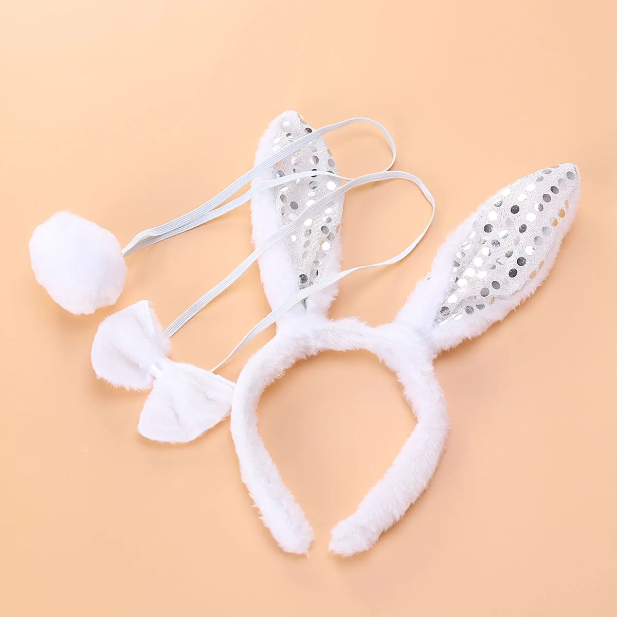 

3 Pcs Headband Bow End Bunny Party Decorations Silver Rabbit Cosplay Ear Headbands Costume Tail Miss