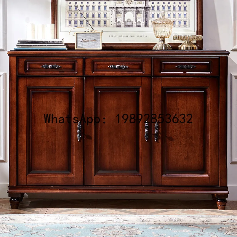 CZ  Solid Wood Shoe Cabinet Three/ Two-Door Storage Cabinet Retro Multi-Functional Home Entrance Large Capacity Storage Cabinet