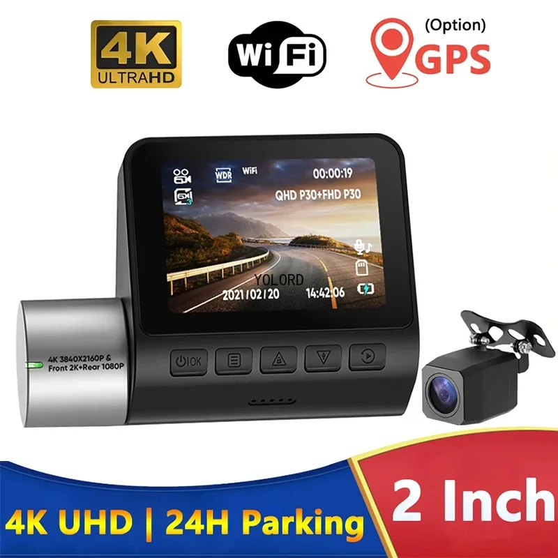 4K Dashcam GPS WIFI 24h Parking Monitor Dash Cam Car Dvr Dual Camera Front and Rear Night Vision Dvrs Mini Video Registrator