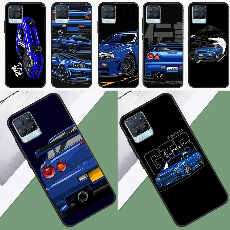 Skyline R34 Blue Case For Realme 10 9 11 Pro Plus GT Neo 5 2T 3T C11 C15 C21Y C25s C30 C31 C33 C35 C55 Cover