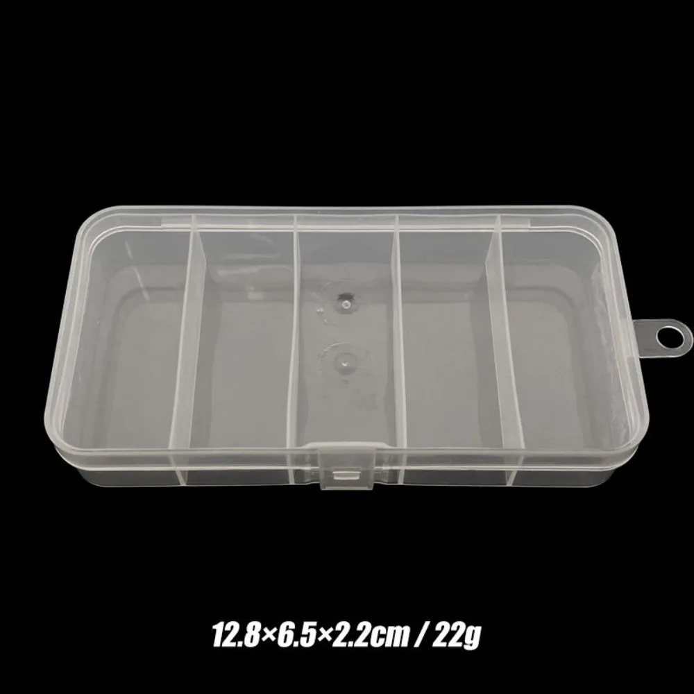 Plastic Luya Fishing Gear Box Portable Transparent Hangable Fishing Tool Case 5 Grids Fish Bait Storage Box Fishing