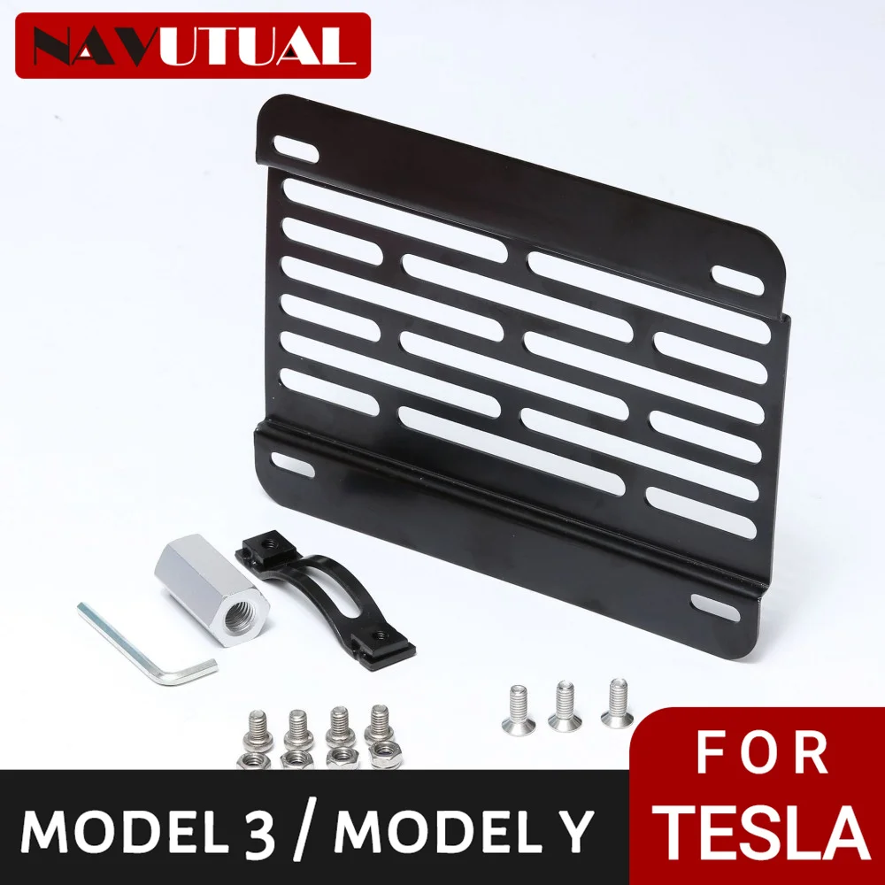 

No Drill Front Grille Mesh Mount License Plate Relocator Kit Compatible with Tesla Model 3 Model Y US Standard Car