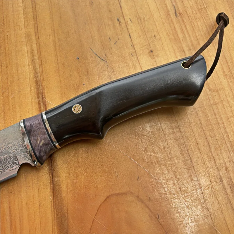 VG10 Damascus Fixed Blade Knife Portable Fruit Meat Kitchen Cutlery Collectible Handmade Small Knife with Knife Sheath view 5