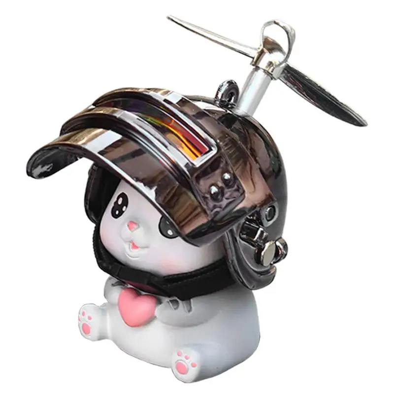 Bike Cat Motorcycle Decoration Handlebar Kids Ornaments Cartoon Doll With Helmet Airscrew Handlebar