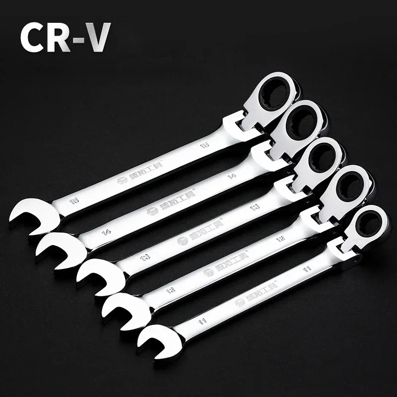 72 Teeth Combination Ratchet Wrench Flexible Head 180° Rotating Gear Dual-purpose Adjustable Spanner Car Bike Repair Tools