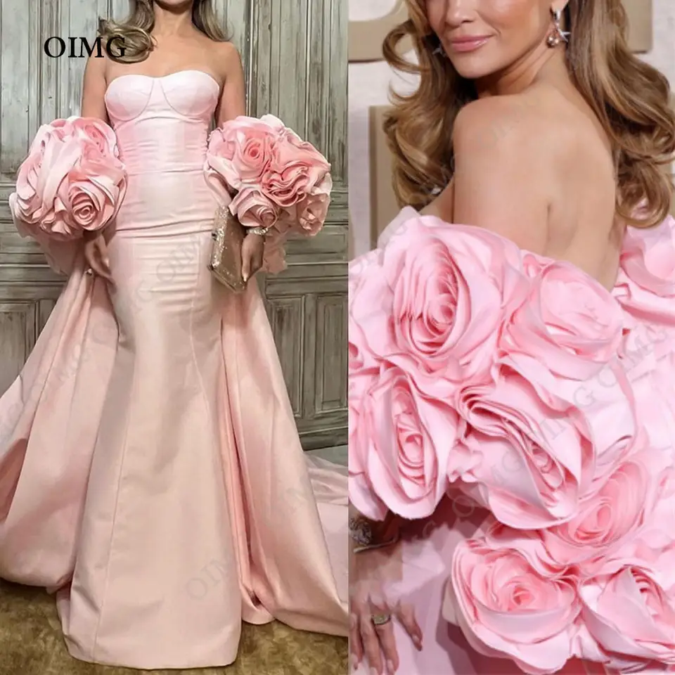 Elegant Formal Solid Frenulum Flowers Strapless Evening Dresses