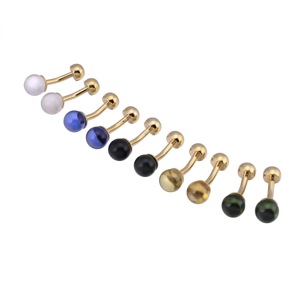 Metal-inlaid Multi-colored Bead Cufflinks Annual Banquet Dress Accessories Cufflink for Formal Business Suits