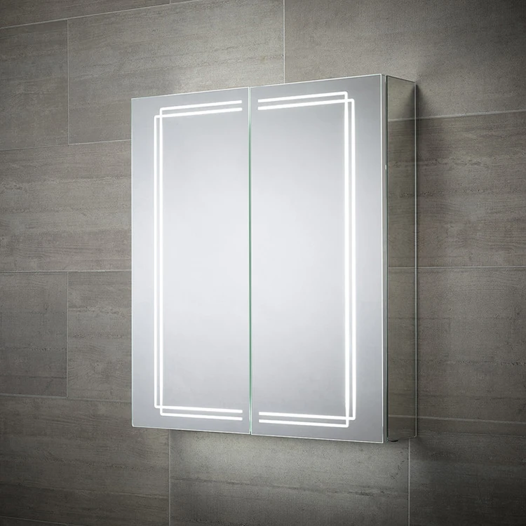 High Quality Usage Smart Bluetooth Clock Bathroom Waterproof Storage Stainless Steel Mirror Cabinet With Sensor Touch LED