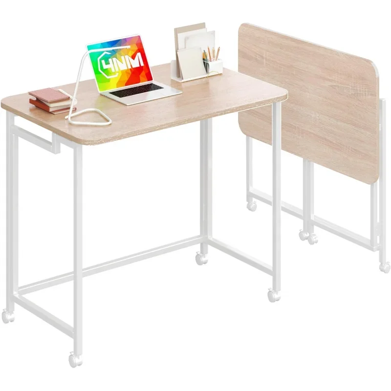 Mobile Small Rolling Computer Desk,Folding Laptop Desk with Wheels,Portable Desk,