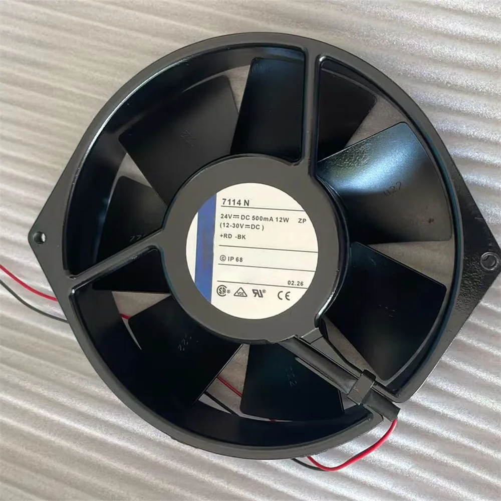 7114N 24V 12W 150 * 38mm    24-30v working range   Two thickened lines dc cooling fan