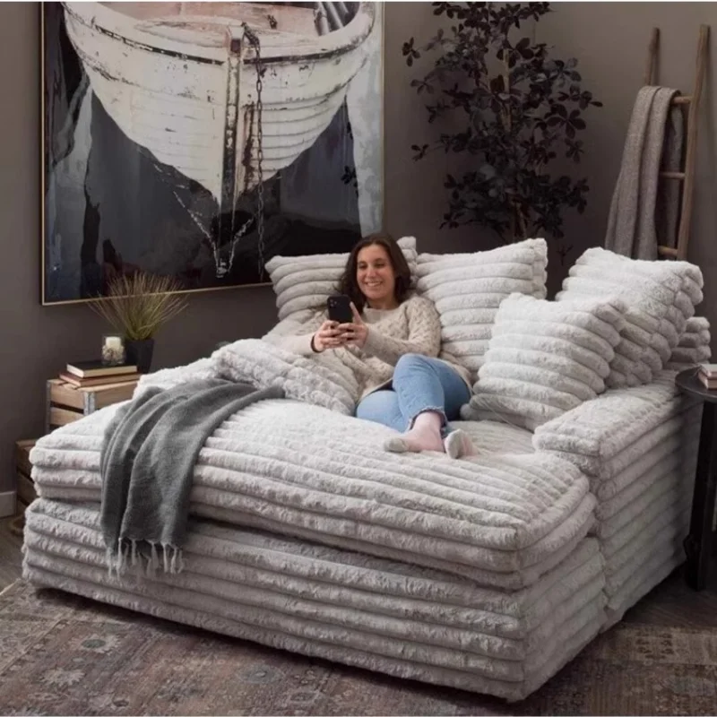 

Nordic Sofabed Vacuum Compression Sofa Bed Modern Simple Lazy Sofa Bed Thick Strip Velvet Large Sofa Bed Living Room Furniture