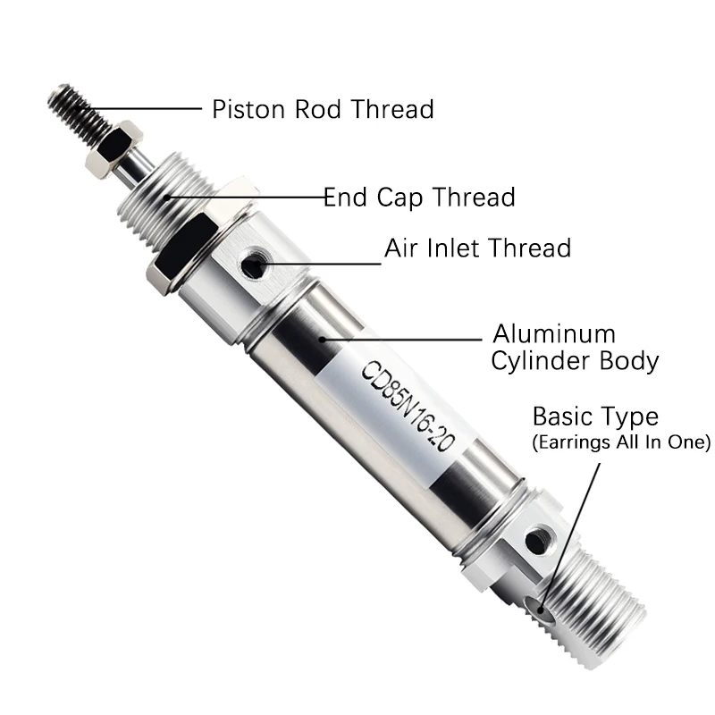 CD85N Series Stainless Steel Double Acting Mini Pneumatic Air Cylinder CD85N10/16/20/25-15X30X40X60X75X80X100-C