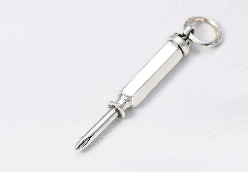 Korean Fashion Creative Cross Screwdriver Pendant Men's s925 Sterling Silver Korean Popular Personality Cool Necklace