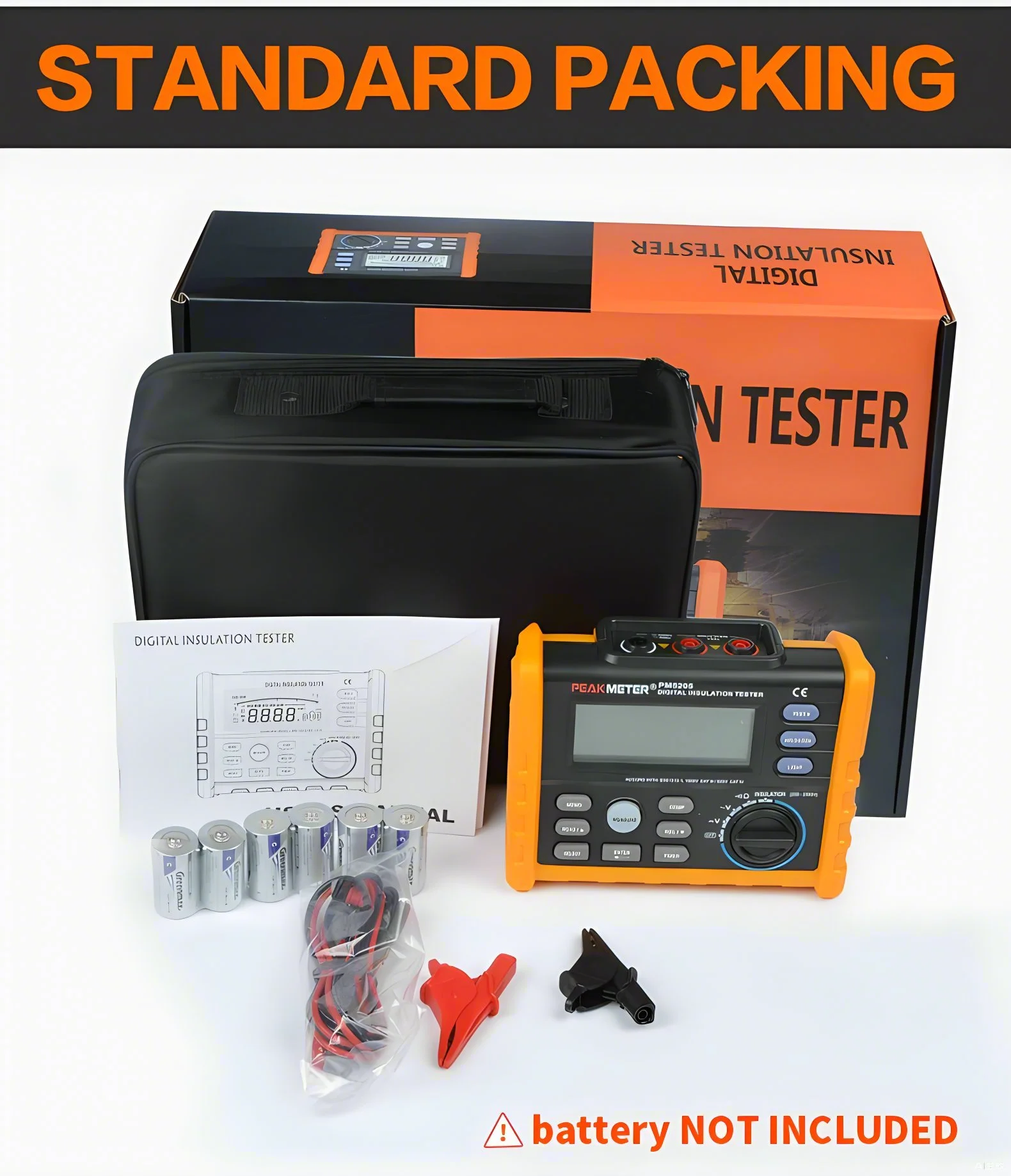 Peakmeter MS5205 2500V Digital Insulation Resistance Tester Digital Multimeter Auto Power Off Auto Calculate PI And DAR