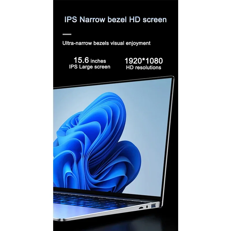 15.6 Inch Full HD IPS Laptop 120Hz Screen Intel Core N150 32GB RAM 2TB SSD Backlit Keyboard Long Battery Life Windows 11